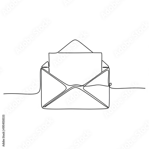 Simple Line Drawing of an Envelope.