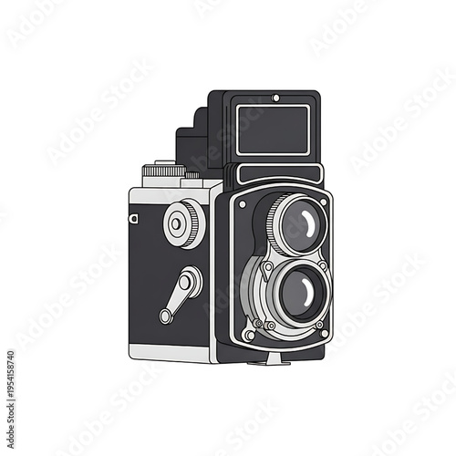 Vintage Camera Illustration with Detailed Design.