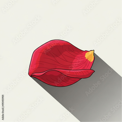 Red Tulip Petal with Yellow Stamen.