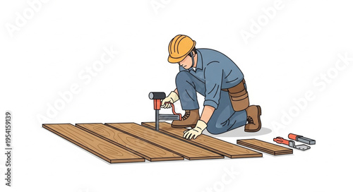 construction worker on a ladder