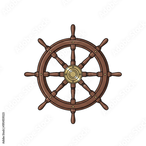 Vintage Wooden Ship Wheel with Handles.