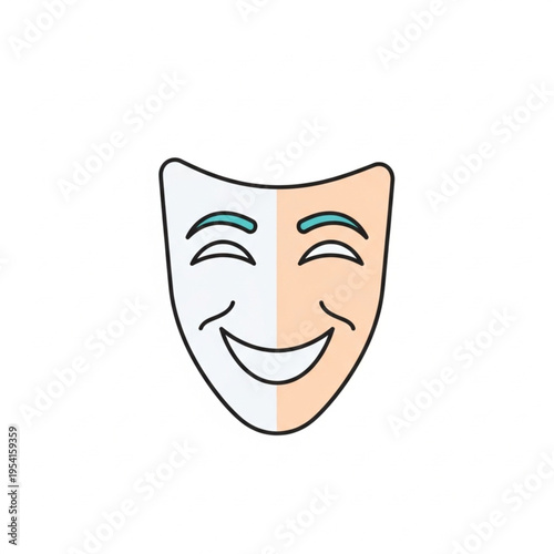Theater Mask with Happy Expression Illustration.