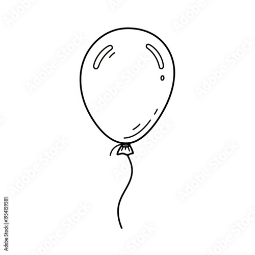Simple Black and White Balloon Illustration.