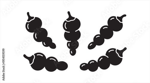 Simple pepper shapes collection flat black spicy vegetable illustration for cooking graphics
