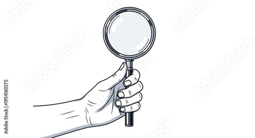 Hand Holding Magnifying Glass for Investigation and Detailed Examination.