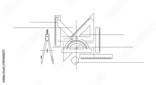Technical Drawing Tools Composition - Precision Instruments for Design and Engineering.