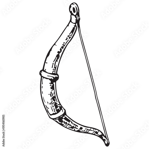 Traditional Bow Hunting Archery Weapon Outdoor Survival Gear Illustration