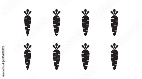 Carrot silhouette pack clean modern root vegetable icons for healthy food design