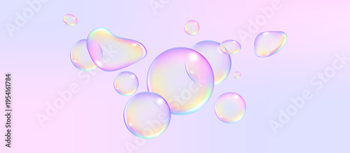 Fizzing air and water pink bubbles on white background with fizzy sparkles. Vector texture of bubble gum and collagen bubbles for dreamy design.background.