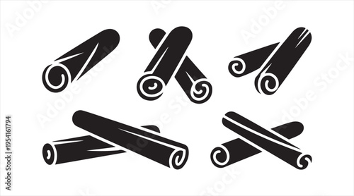 Cinnamon sticks silhouette pack clean modern spice icons for kitchen and food graphics