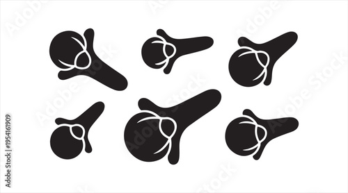 Simple radish shapes collection flat black vegetable illustration for agriculture graphics