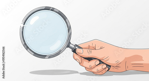 Hand Holding Magnifying Glass for Detailed Inspection and Examination.