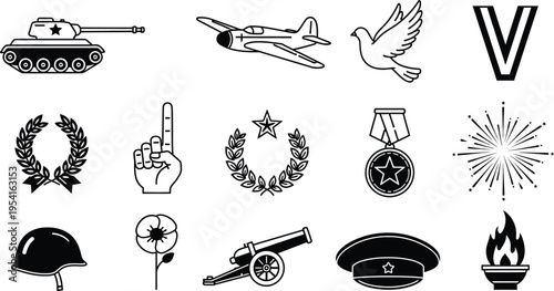 Victory day russia symbols and icons commemorating soviet union war victory
