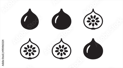 Fig silhouette pack clean modern fruit icons for healthy eating and produce branding