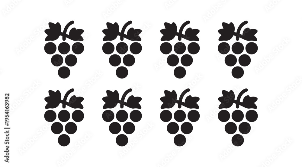 Fototapeta premium Grape silhouette collection simple vineyard fruit symbols for wine and food design