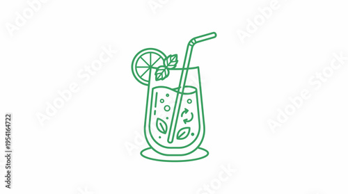 Refreshing Summer Drink with Lemon Slice.