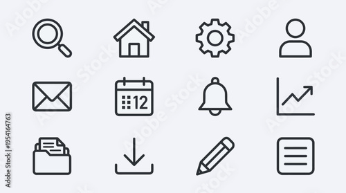 Collection of business and productivity icons.