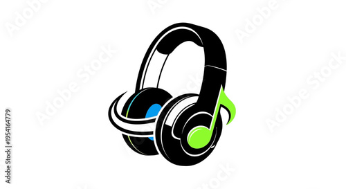 Black Headphones with Green Accent.