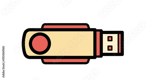 Colorful illustration of USB flash drive.