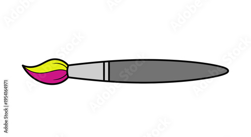 Colorful Paint Brush With Yellow Pink.
