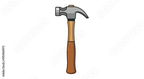 Hammer with wooden handle and metal.