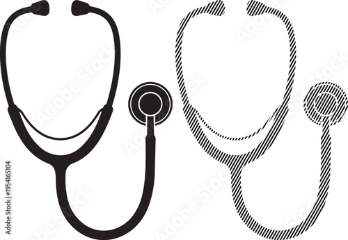 Two stethoscopes with different diaphragm designs displayed side by side for comparison
