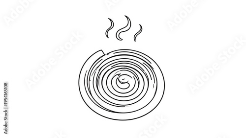 Burning mosquito coil incense icon, outline style, flat vector illustration set for insect repellent and outdoor use