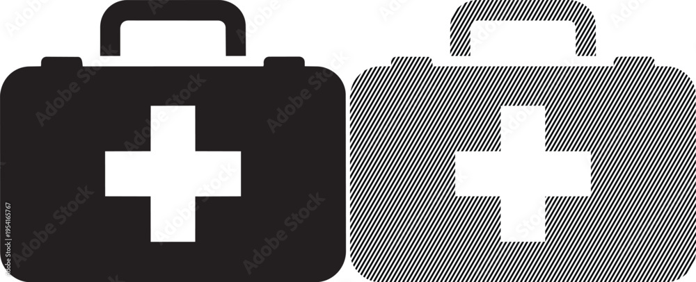 Fototapeta premium Two medical first aid cases with contrasting designs standing side by side