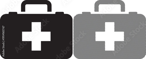 Two medical first aid cases with contrasting designs standing side by side