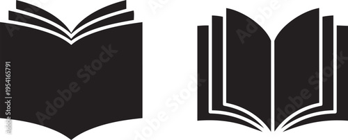 Book Icon Pair: A minimalist representation of two open books. They are designed to convey the essence of reading and the pursuit of knowledge.