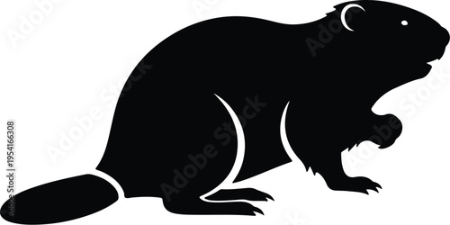 Vector silhouette beaver side profile standing animal illustration design