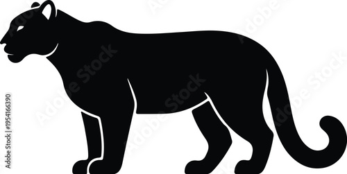 Vector silhouette of a black panther walking gracefully animal art design