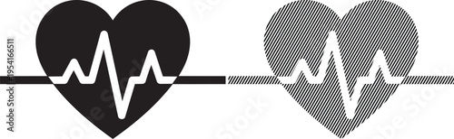 Comparison of traditional and modern heart monitoring techniques with heart symbols