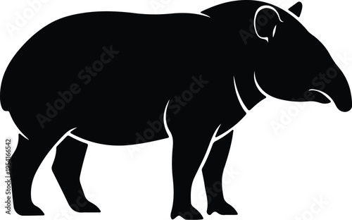 Vector silhouette of a tapir animal standing profile isolated design