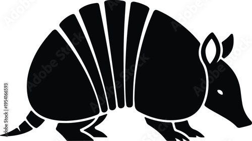 Vector silhouette of an armadillo animal walking on white background design