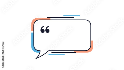 Speech bubble with large quotation marks and a colorful frame provides a clean space for testimonials or important quotes.