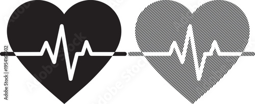 Contrast between healthy and deteriorating heart with heartbeat lines