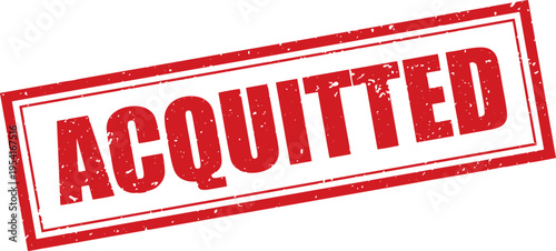 Red Acquitted Rubber Stamp Sign Mark Word Text Written in Reverse Grunge Vector in Grunge Border in Transparent Background, Svg, Png