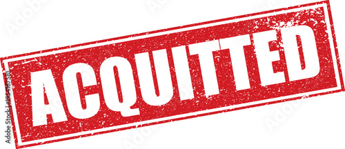 Red Acquitted Rubber Stamp Sign Mark Word Text Written in Reverse Grunge Vector in Grunge Border in Transparent Background, Svg, Png