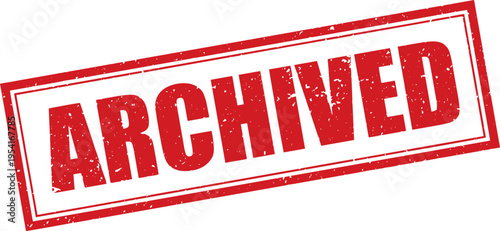 Red Archived Rubber Stamp Sign Mark Word Text Written in Grunge Vector in Grunge Border in Transparent Background, Vintage, Svg, Png