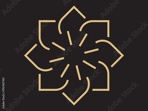 Tableau sur toile Geometric design with a floral motif features intersecting lines forming a symmetrical pattern