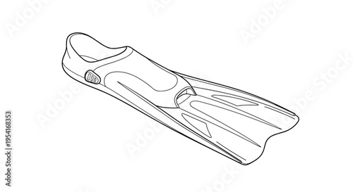 Minimalist outline drawing of a single diving fin or swimming flipper for underwater sports and summer activities.