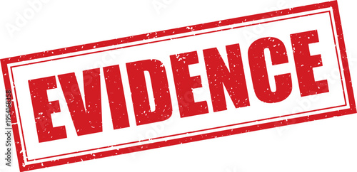 Red Evidence Rubber Stamp Sign Mark Word Text Written in Grunge Vector in Grunge Border in Transparent Background, Svg, Png
