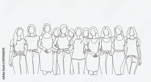 Diverse group of women standing together in unity.