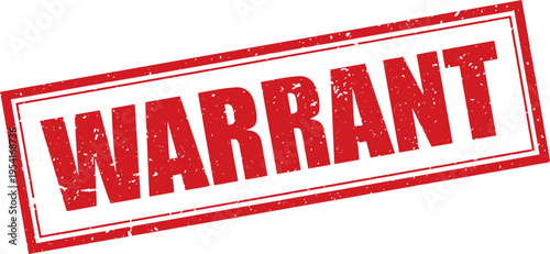 Red Warrant Rubber Stamp Sign Mark Word Text Written in Grunge Vector in Grunge Border in Transparent Background, Svg, Png