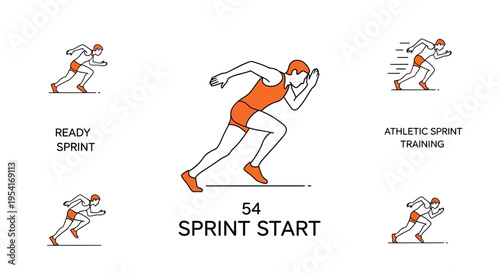 Man in orange sprint start position.