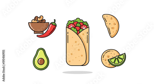 Taco with vegetables and tortilla chips.