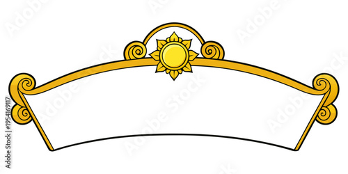 Ornate golden Thai style decorative banner frame, vector