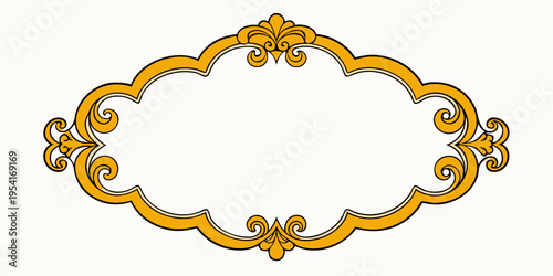 Ornate golden vintage decorative border frame, vector