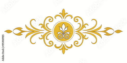 Elegant golden floral decorative divider element, vector
